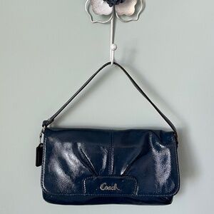 Vintage Coach Patent Leather Cobalt Blue Ashley Wristlet/Mini Bag
